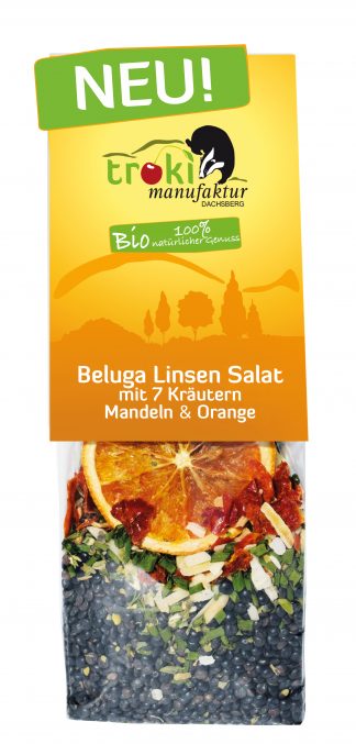 Beluga Linsen Salat mit 7 Kräutern, Mandeln & Orange (mit Beluga Linsen aus dem Ländle)